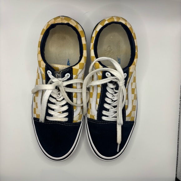 Vans Off The Wall Old Skool Pro Dress Blue/Yellow Checkerboard Skate Mens Size 9 - Picture 8 of 11